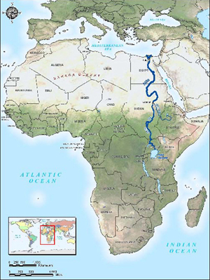 Mappa moderna dell'Africa. In basso il lago Vittoria-Nyanza