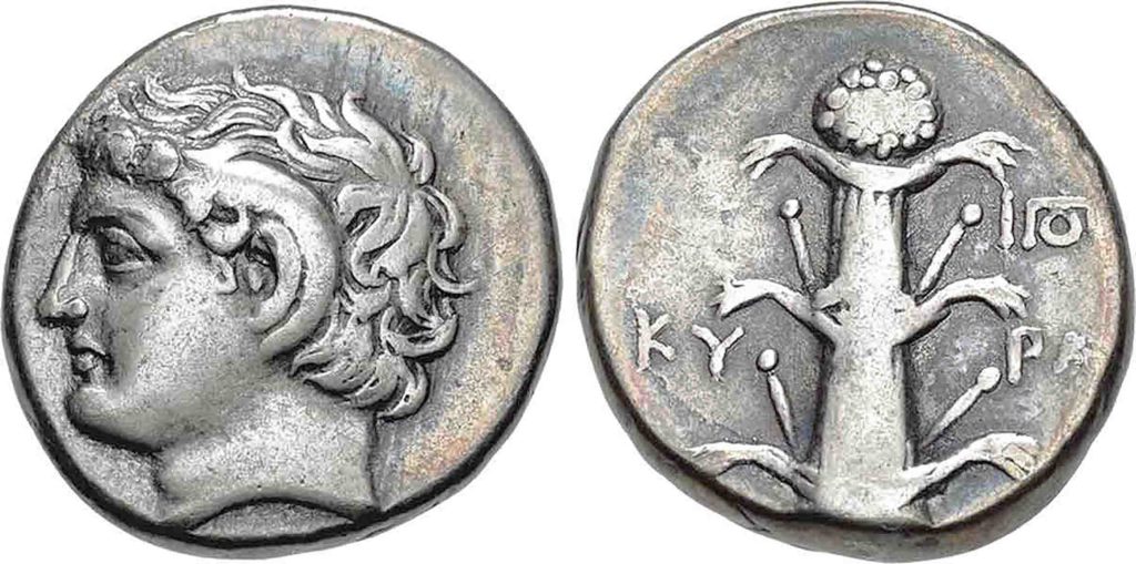 Cirene, moneta con Silfio, archivio Moneta