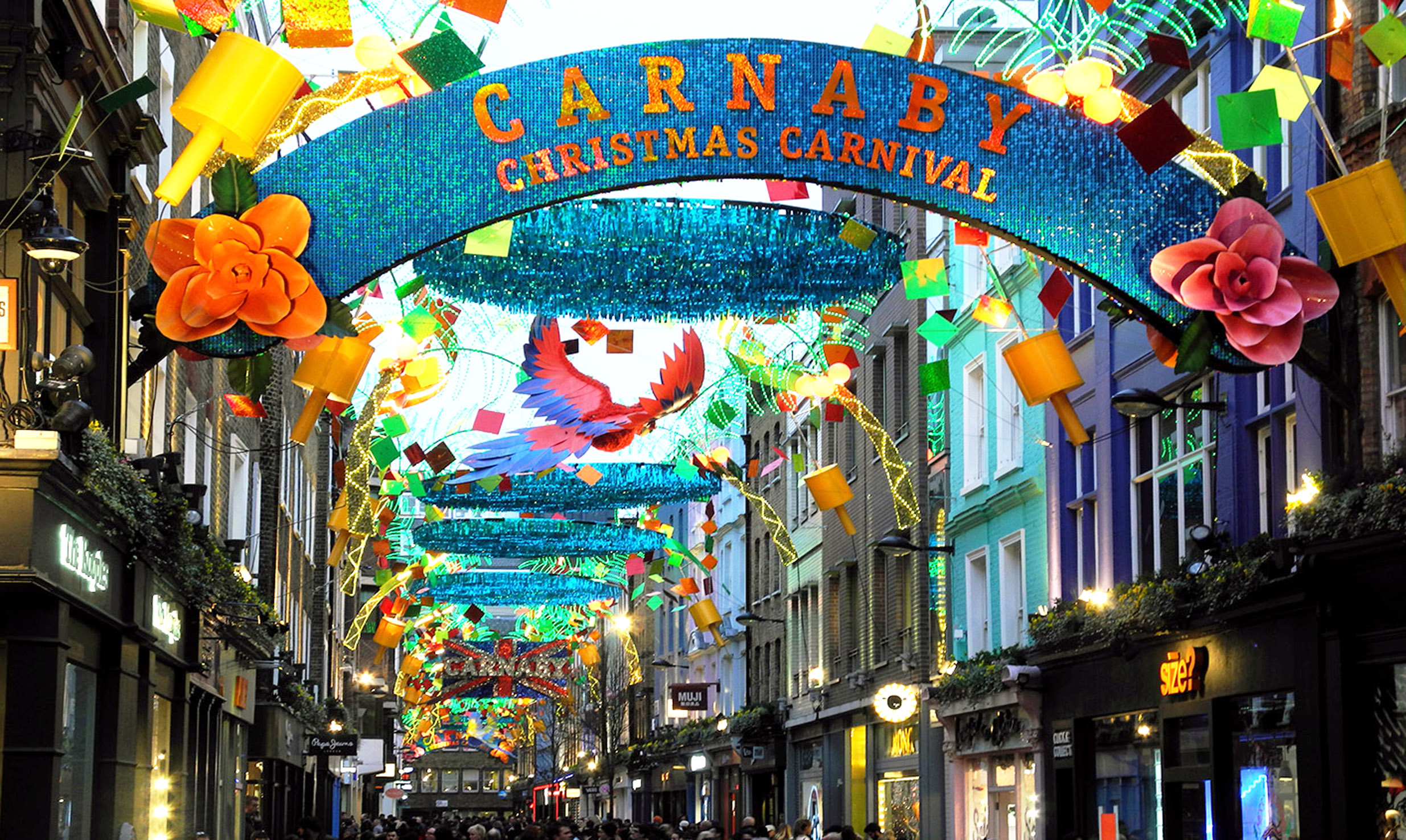 74 Carnaby Street durante le feste natalizie