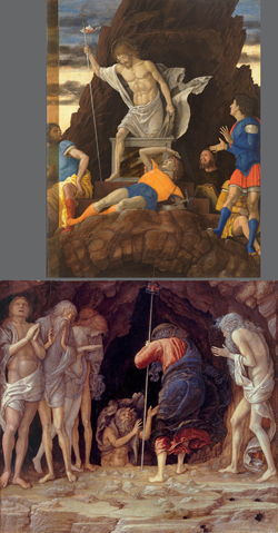 Ricostituzione dei due dipinti separati del Mantegna, Resurrezione di Cristo e Discesa al Limbo
