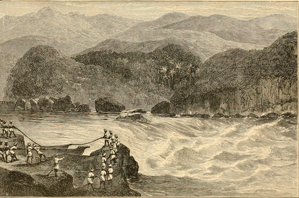 Le sorgenti del Nilo in una stampa d'epoca