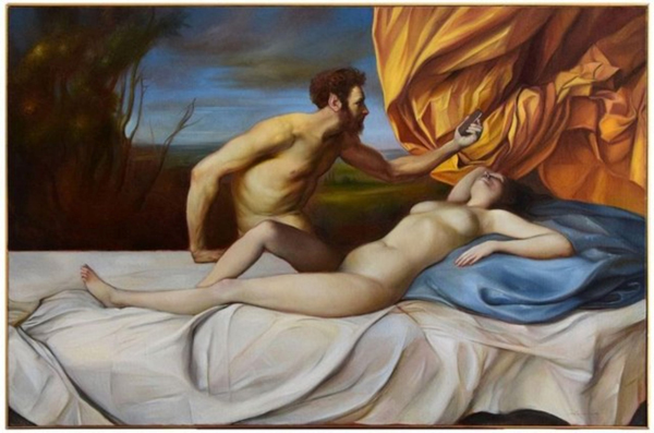 Giovanni Tommasi Ferroni - Il ratto d’Europa, olio su tela, cm 70x100