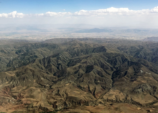 Vista aerea della Turchia Orientale, diretti verso il Monte Ararat