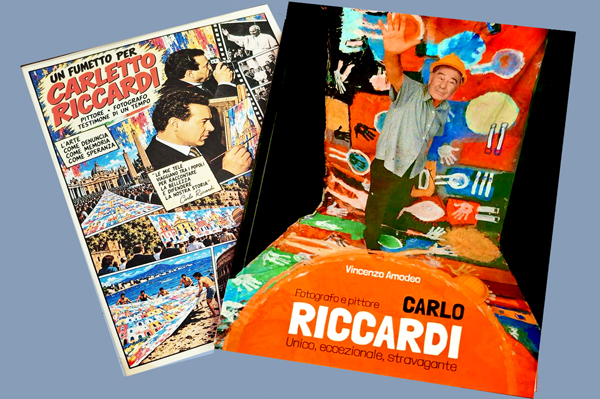 Copertine del libro e fumetto su Carlo Riccardi