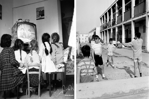 Bambini la tv e al Tiburtino con la mazzafionda (Arch. Riccardi)