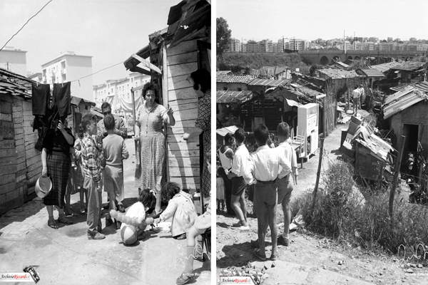 Le baracche nei borghetti romani del dopoguerra (Archivio Riccardi)